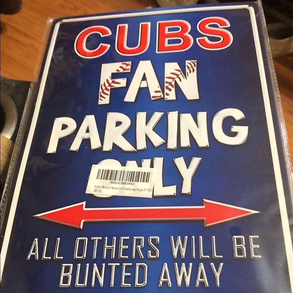 Blue Cubs Fan Parking Only Sign
